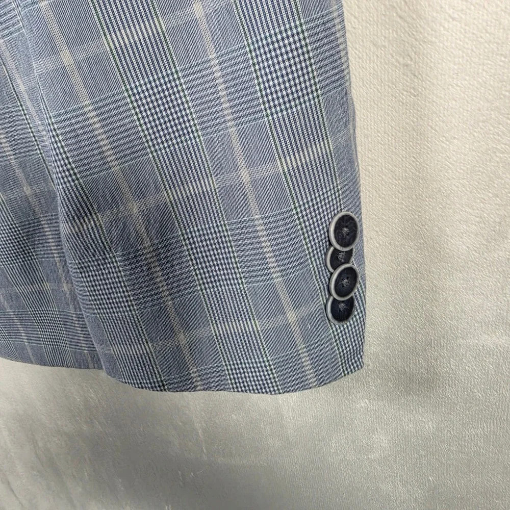 Michael Kors Blazer Men's 40R Blue Plaid Sport Coat Preppy Business Stretch